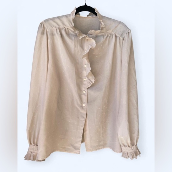 Renaissance poet blouse Silvery Satin Victorian Vintage top Size XL - Picture 1 of 8